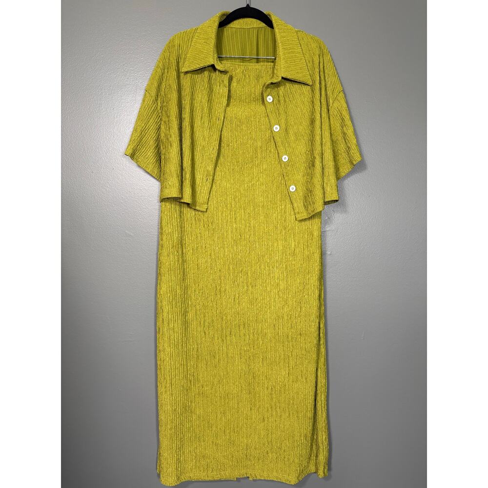 Shein Celure Green Drop Shoulder Blouse & Tube Dress - 2XL - Women''s Plus Size